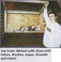 Top team: Michael with (from left) Falcon, Bracken, Logan, Bramble and Comet - 9Kb